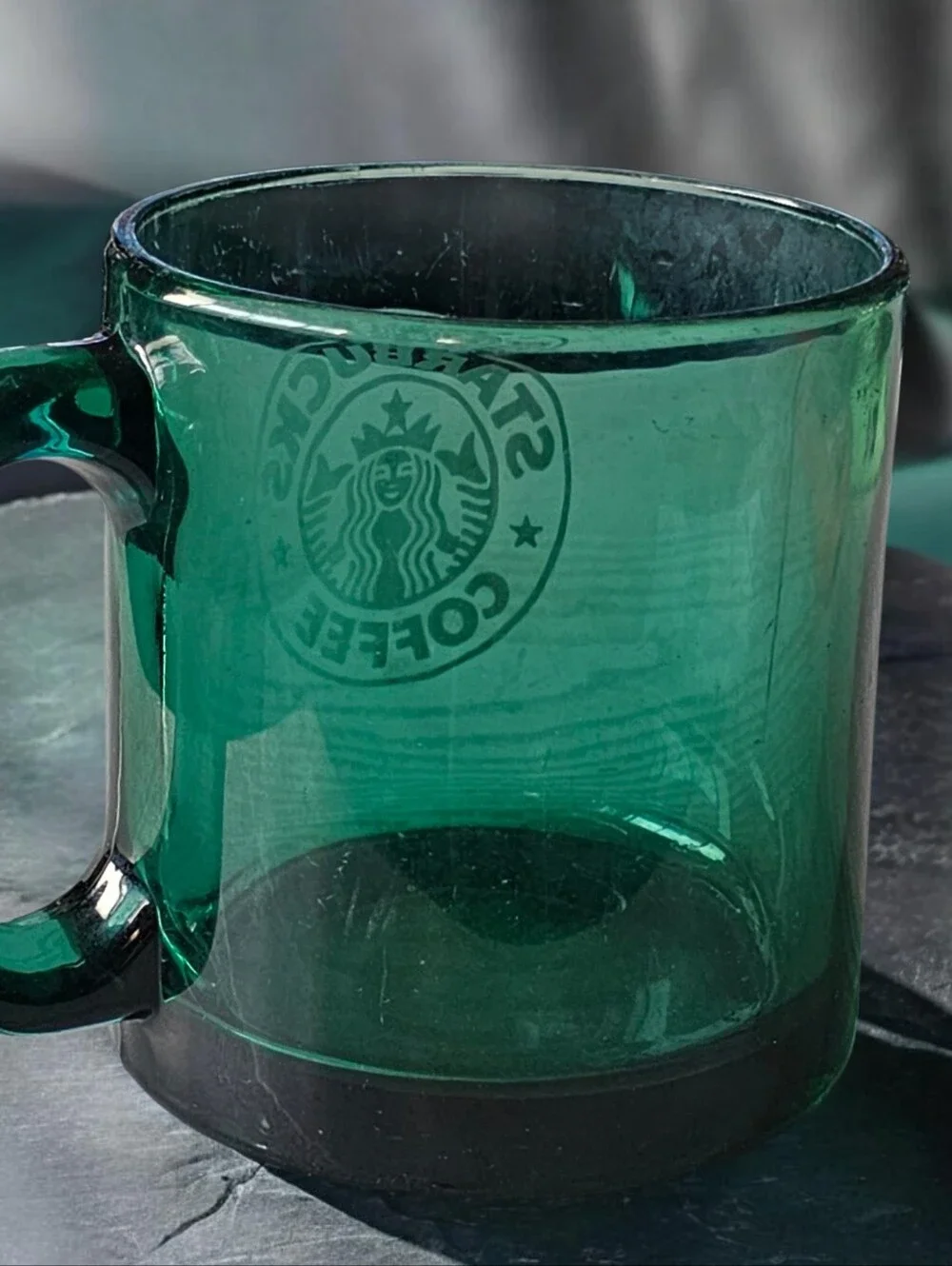 90's Vintage Starbucks Green Glass Mug